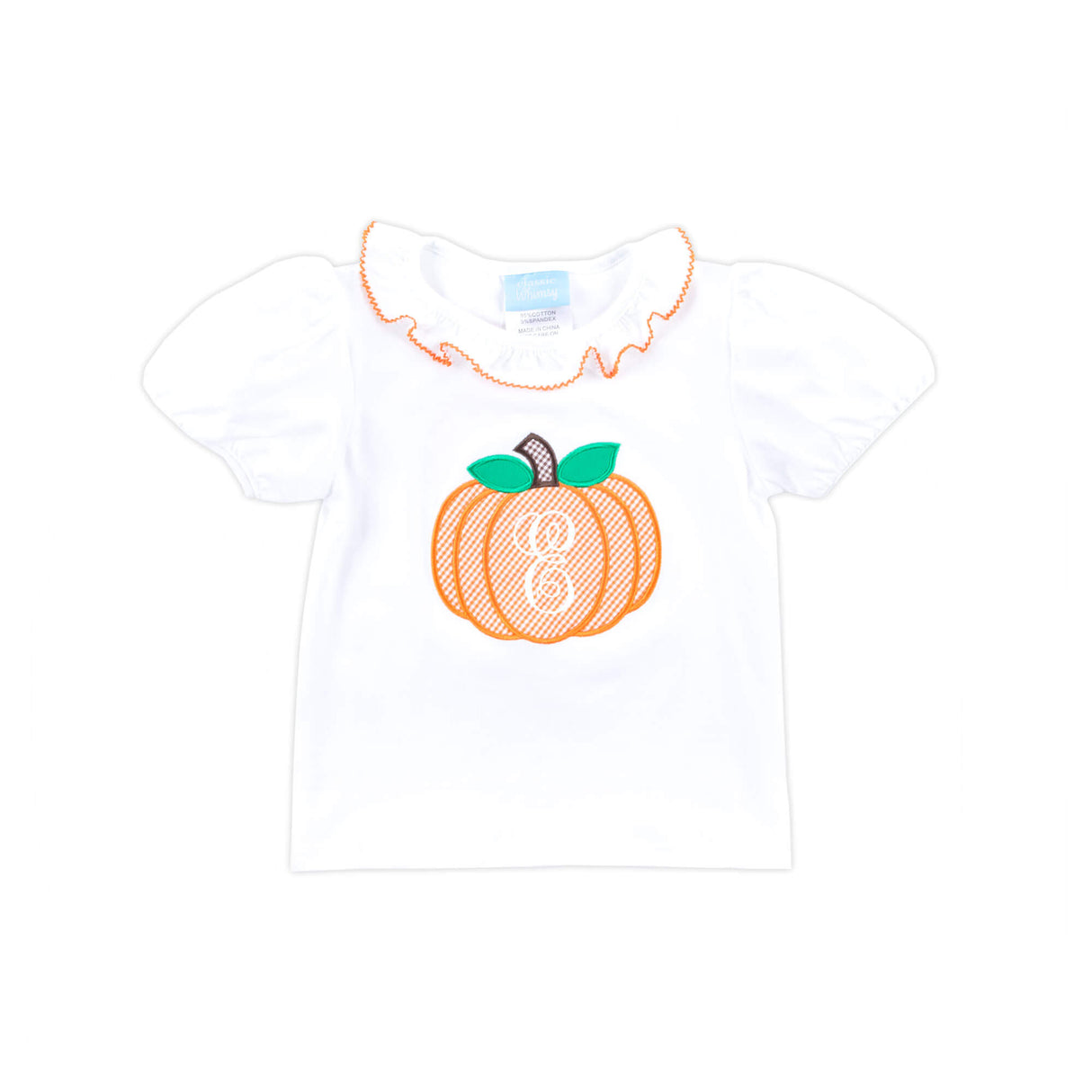Pumpkin White Ruffle Top