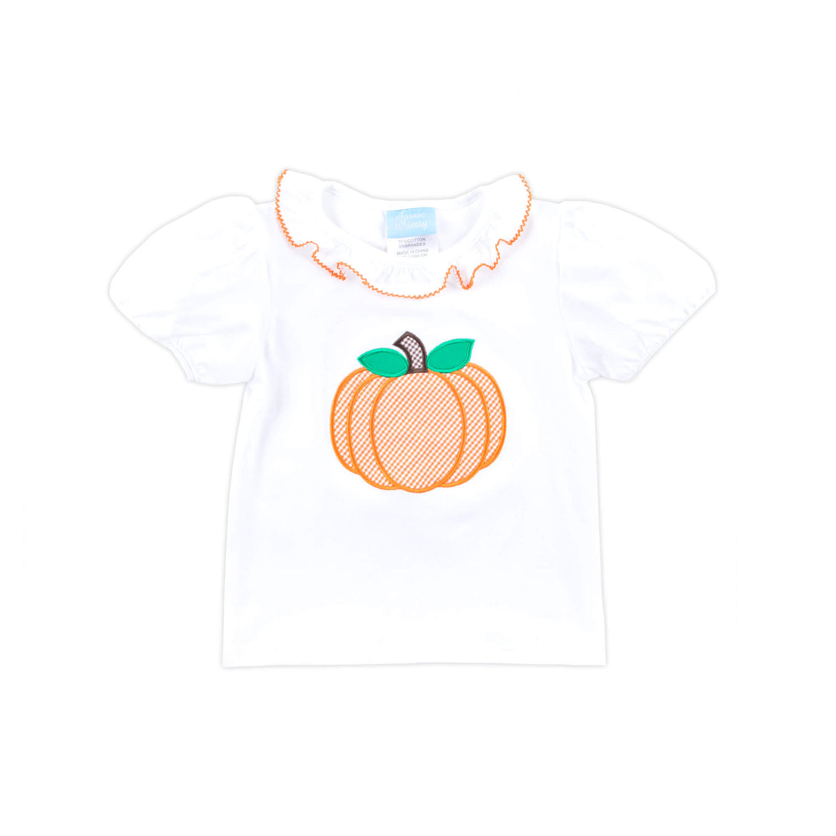 Pumpkin White Ruffle Top