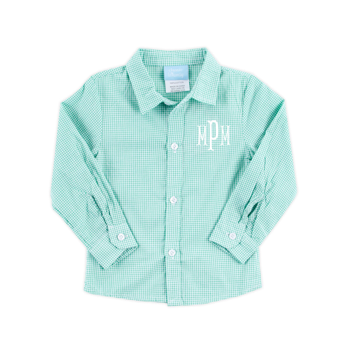 Mint Green Gingham Boy Button Down Shirt