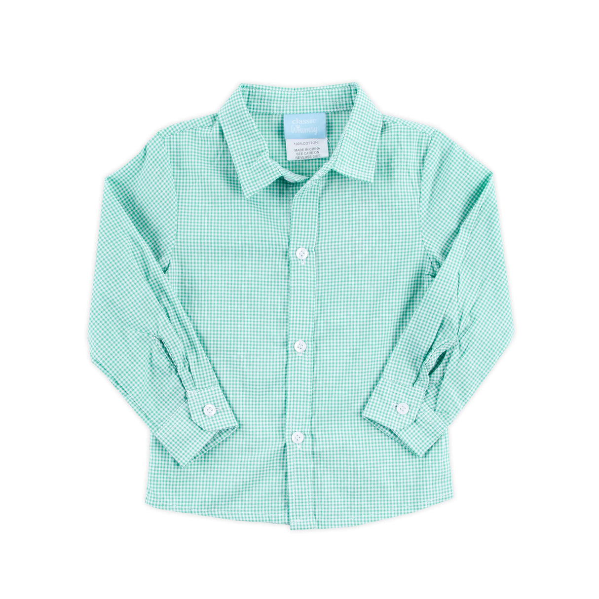 Mint Green Gingham Boy Button Down Shirt