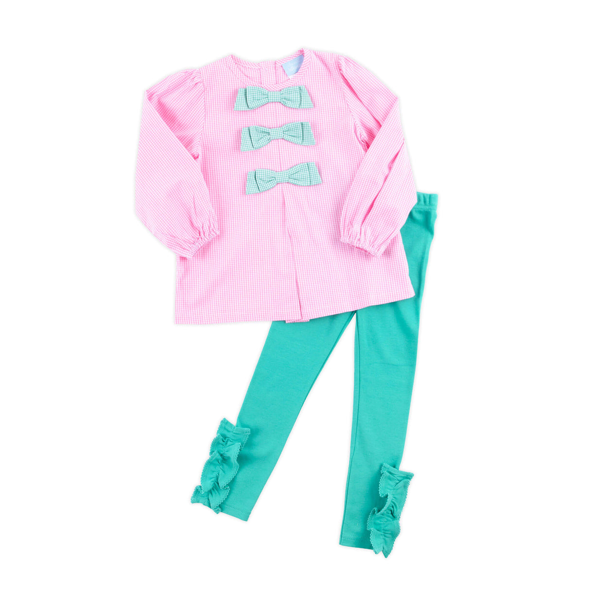 Mint Green & Pink Gingham Coco Legging Set