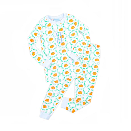 Pumpkin Splendor Blue Rib Pajamas