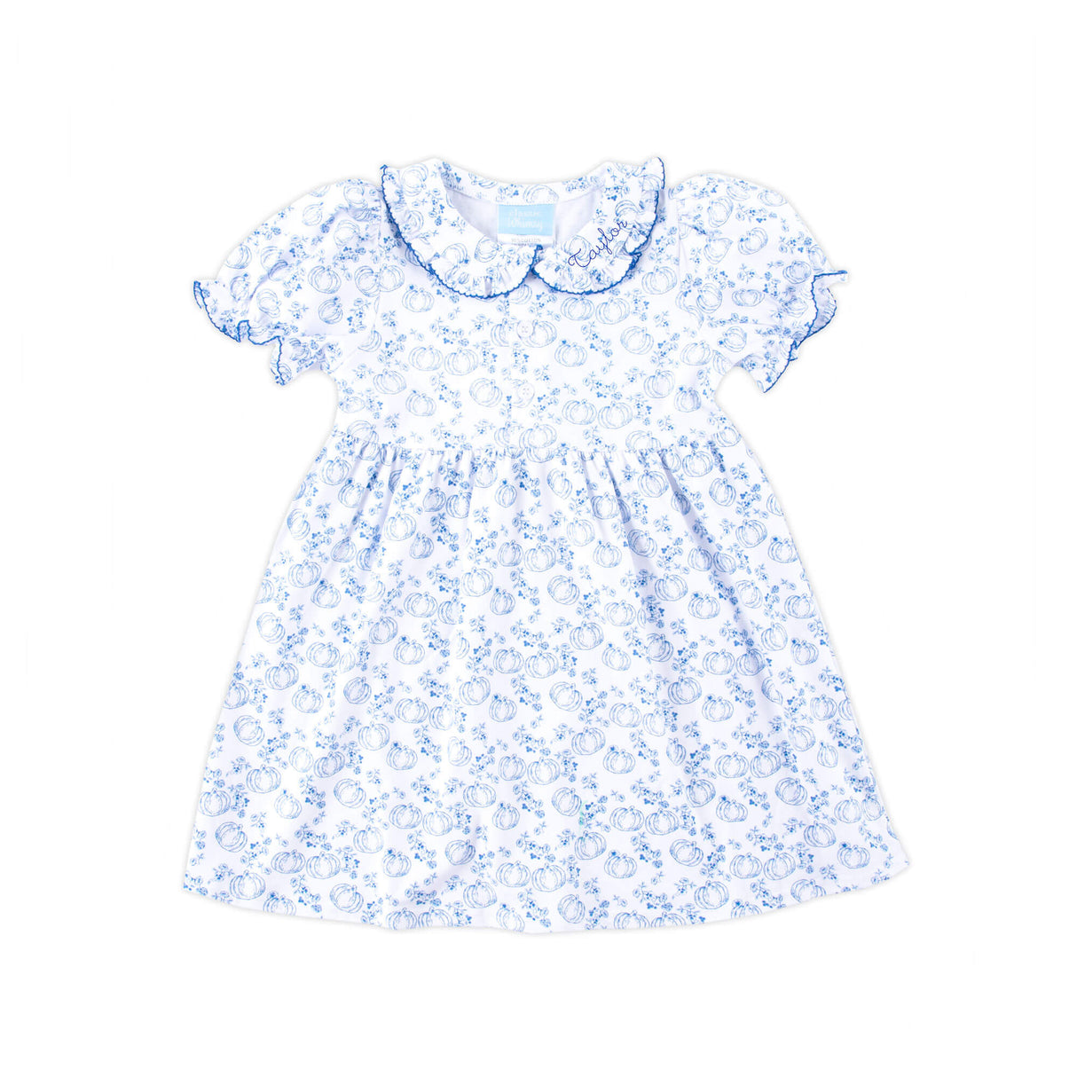 Pumpkin Blue Toile Gwen Dress