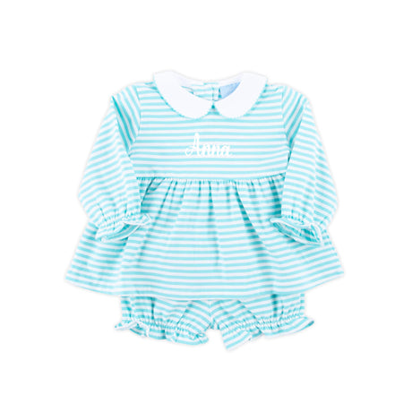 Turquoise Stripe Riley Bloomer Set