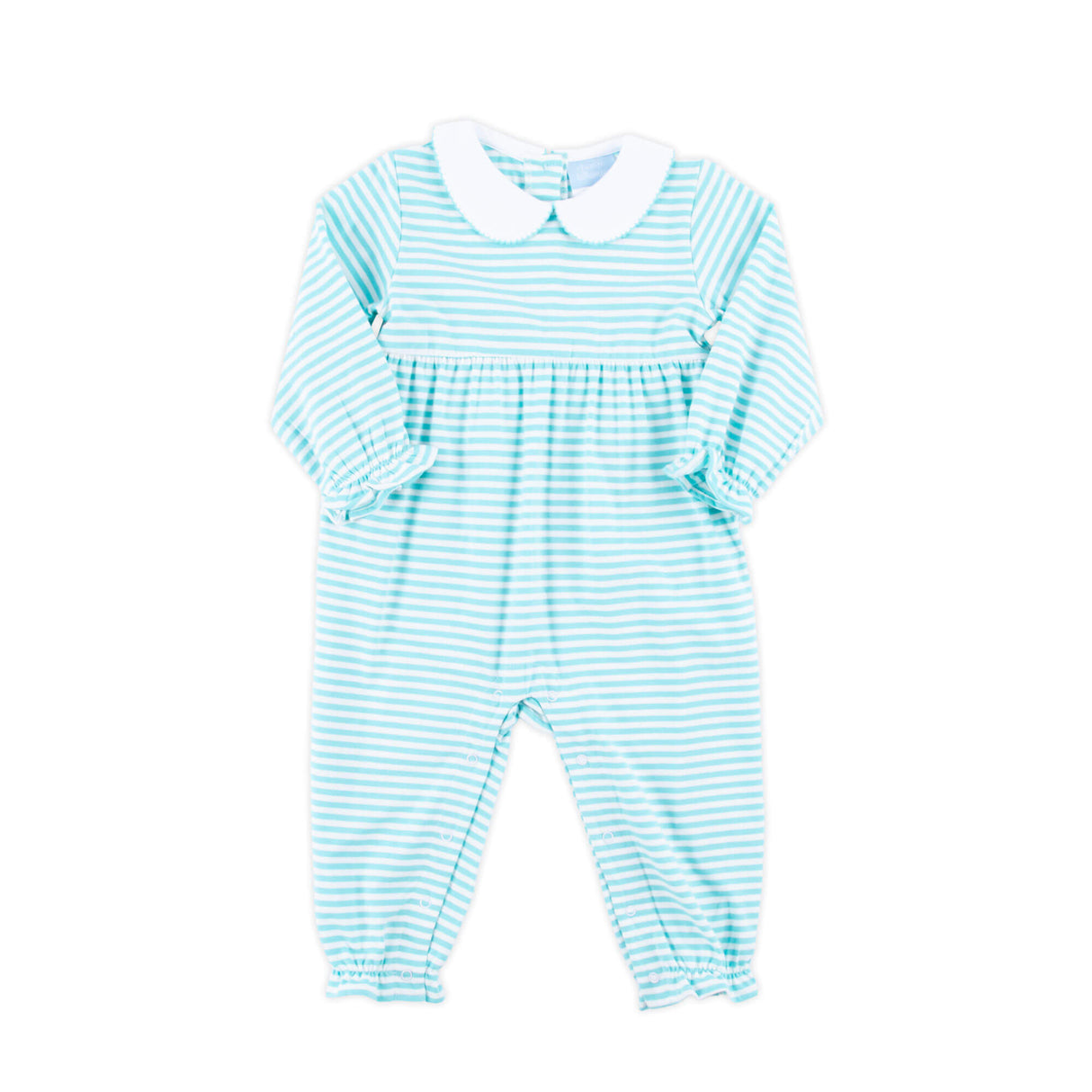 Turquoise Stripe Ruffle Romper