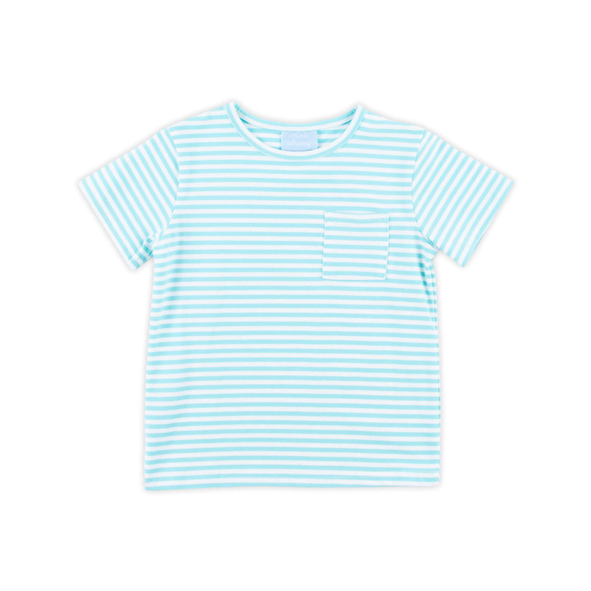 Turquoise Thick Stripe Short Sleeve Pocket Shirt