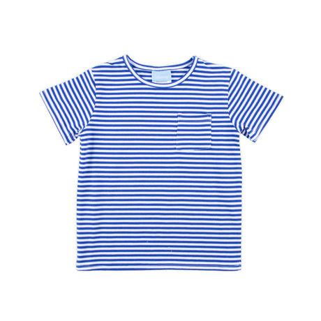 Royal Blue Stripe Short Sleeve Pocket Shirt