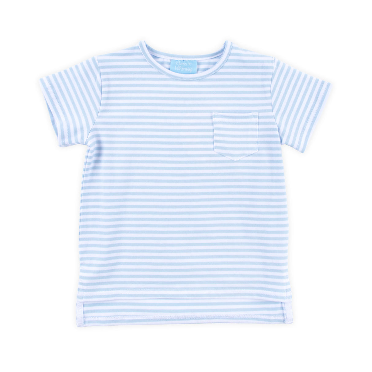 French Blue Stripe Short Sleeve Pocket Shirt