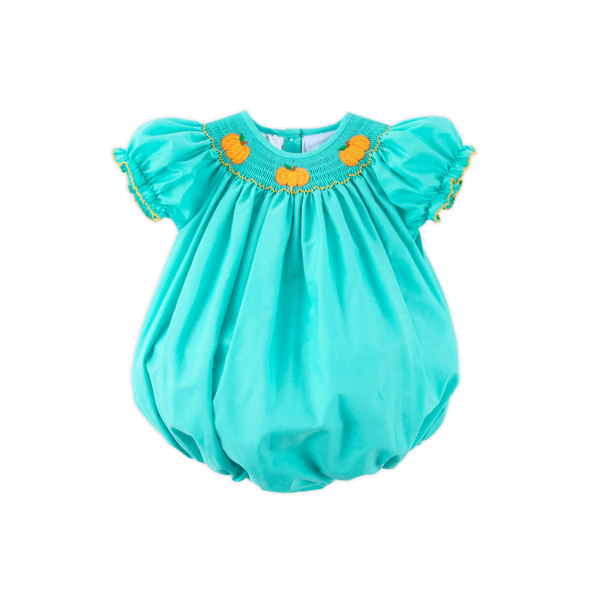Golden Pumpkin Smocked Turquoise Bubble