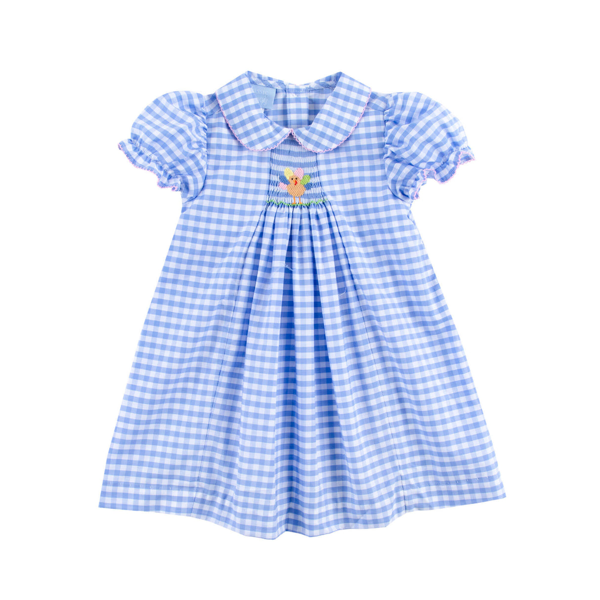 Colorful Turkey Single Smocked Blue Gingham Dress