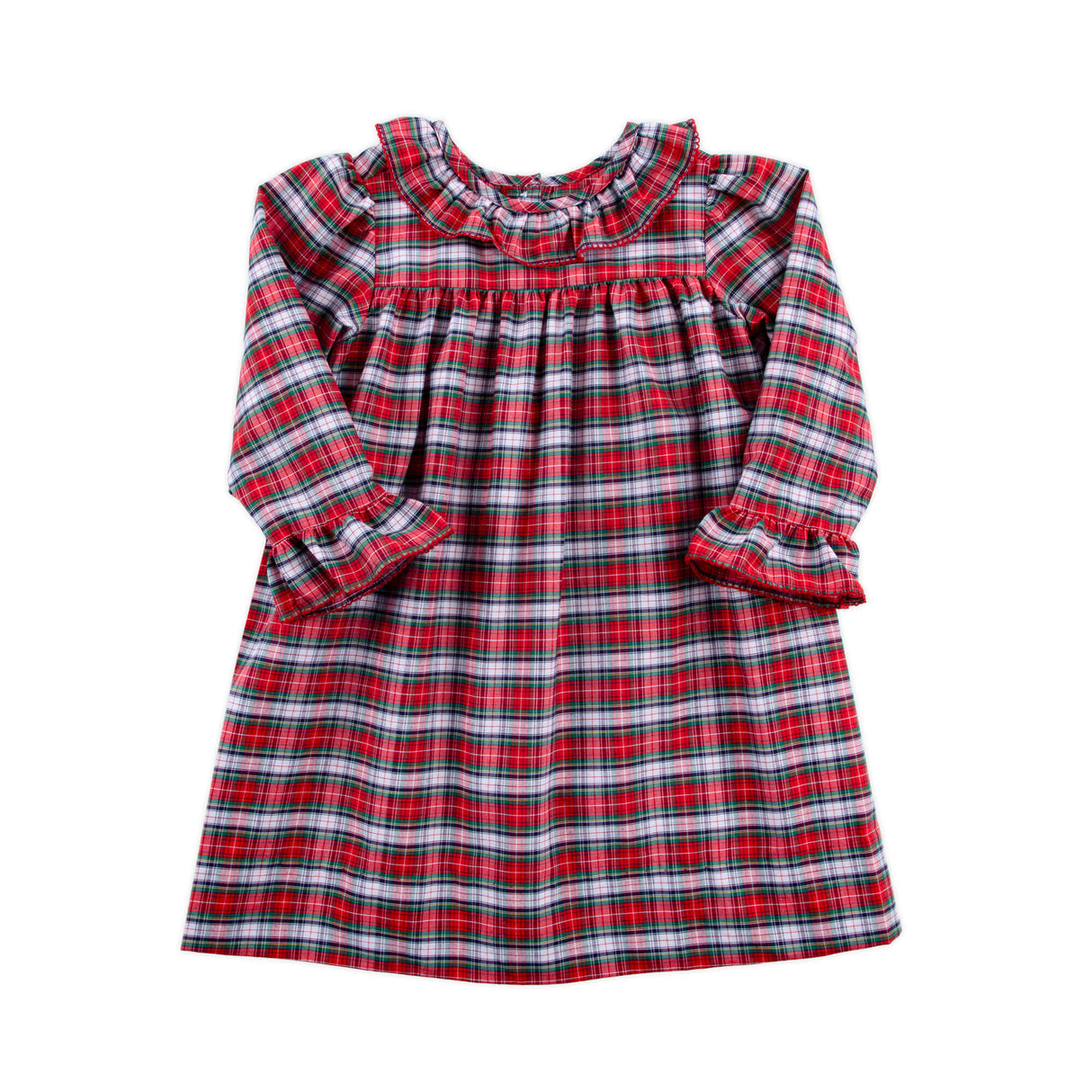 Seattle Red Plaid Ruffle Collared Dress