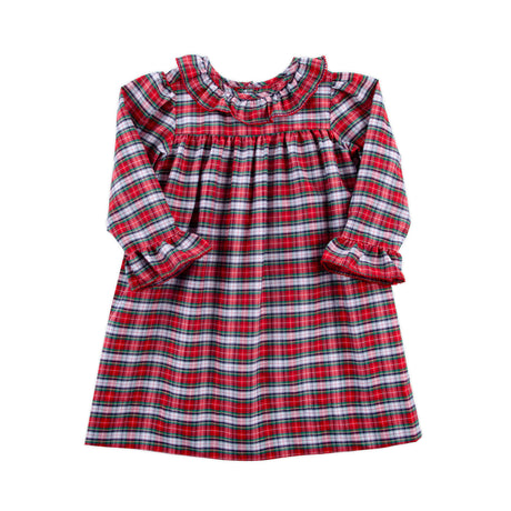 Seattle Red Plaid Ruffle Collared Dress