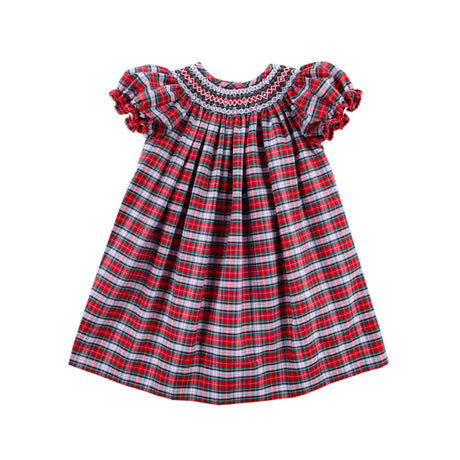 Seattle Red Plaid Smocked Bishop Dress