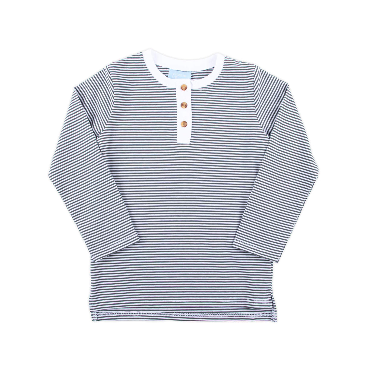 Black Stripe Long Sleeve Henley Shirt