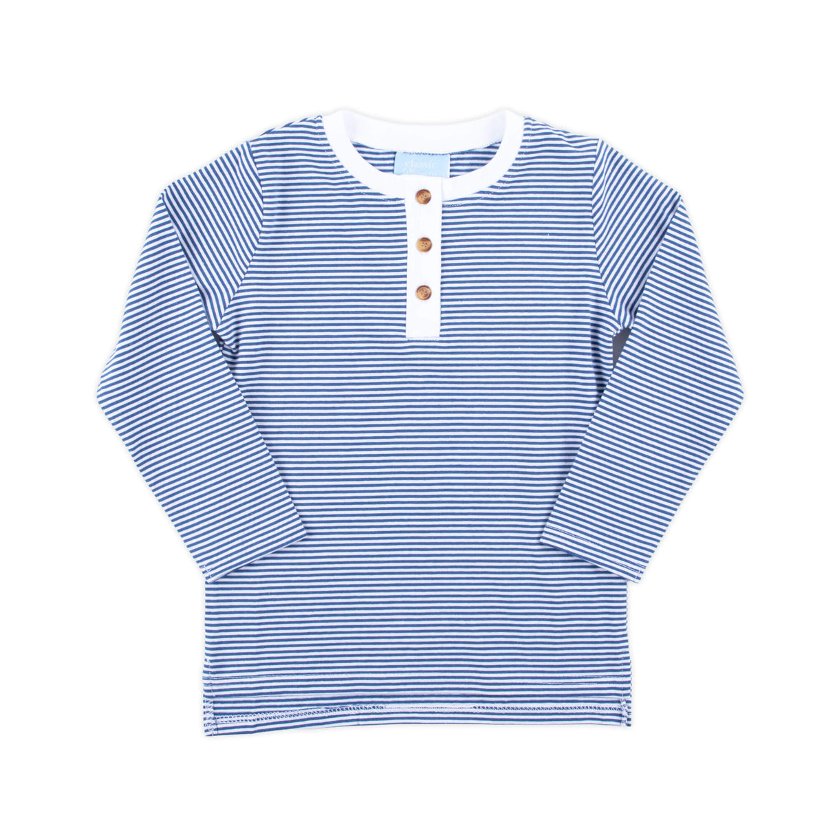 Royal Blue Stripe Long Sleeve Henley Shirt