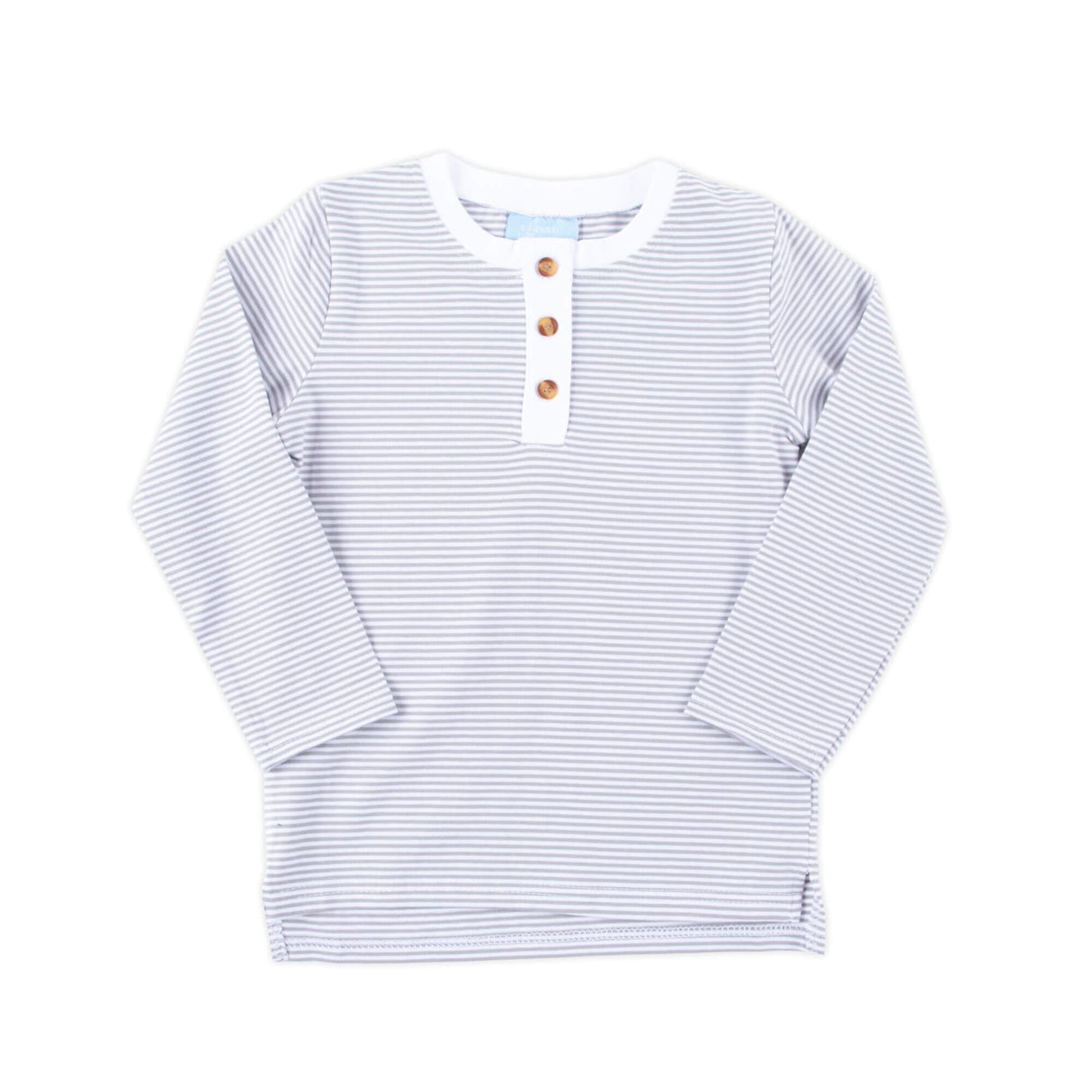 Gray Stripe Long Sleeve Henley Shirt