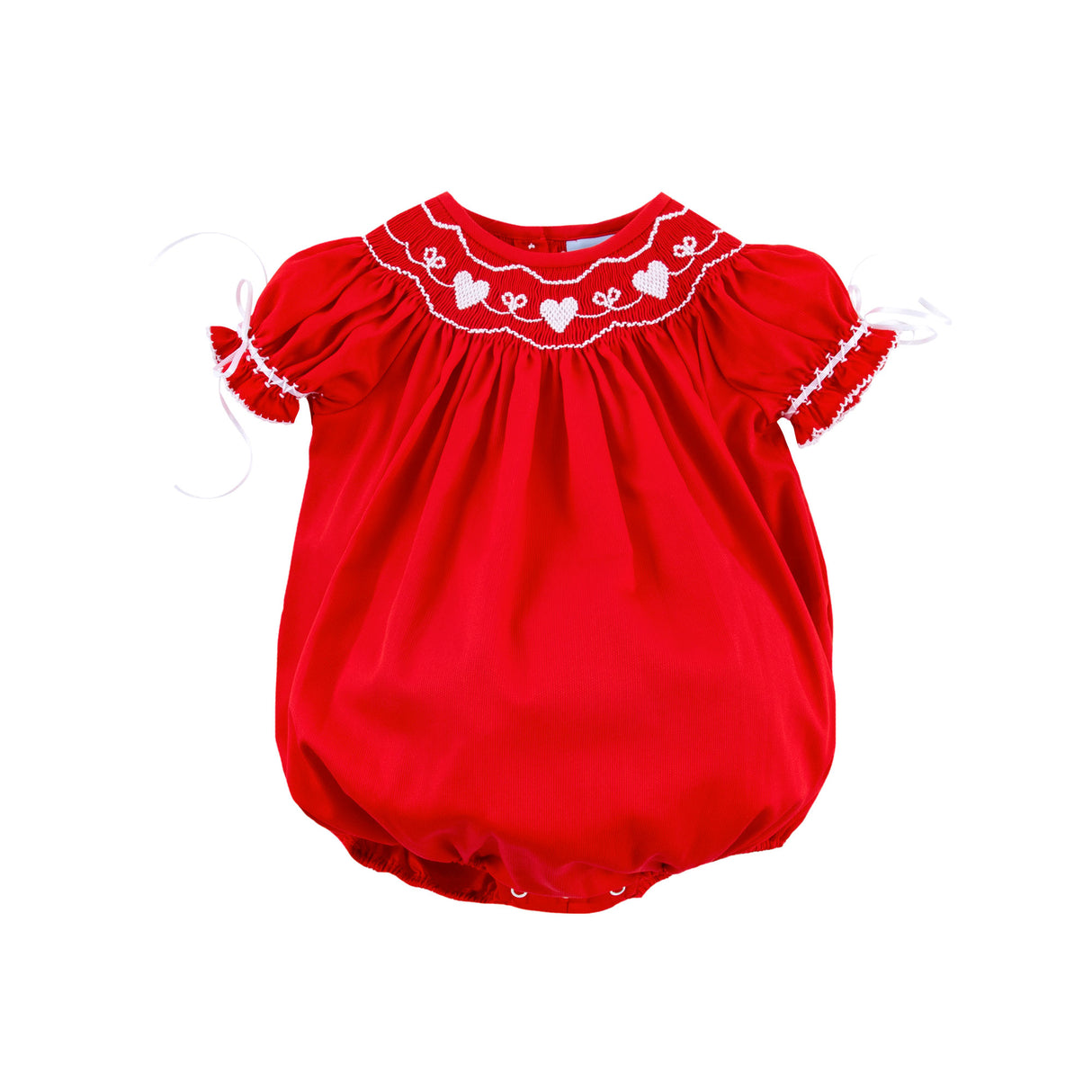 Heart Smocked Red Pique Bubble