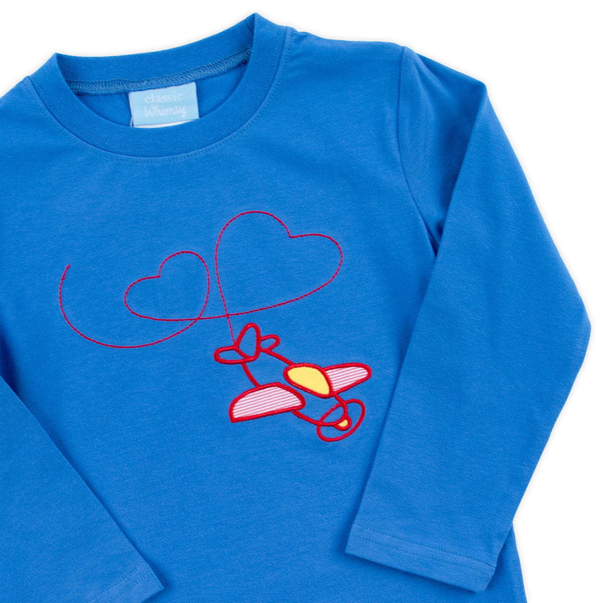 Airplane Heart Blue Long Sleeve Shirt