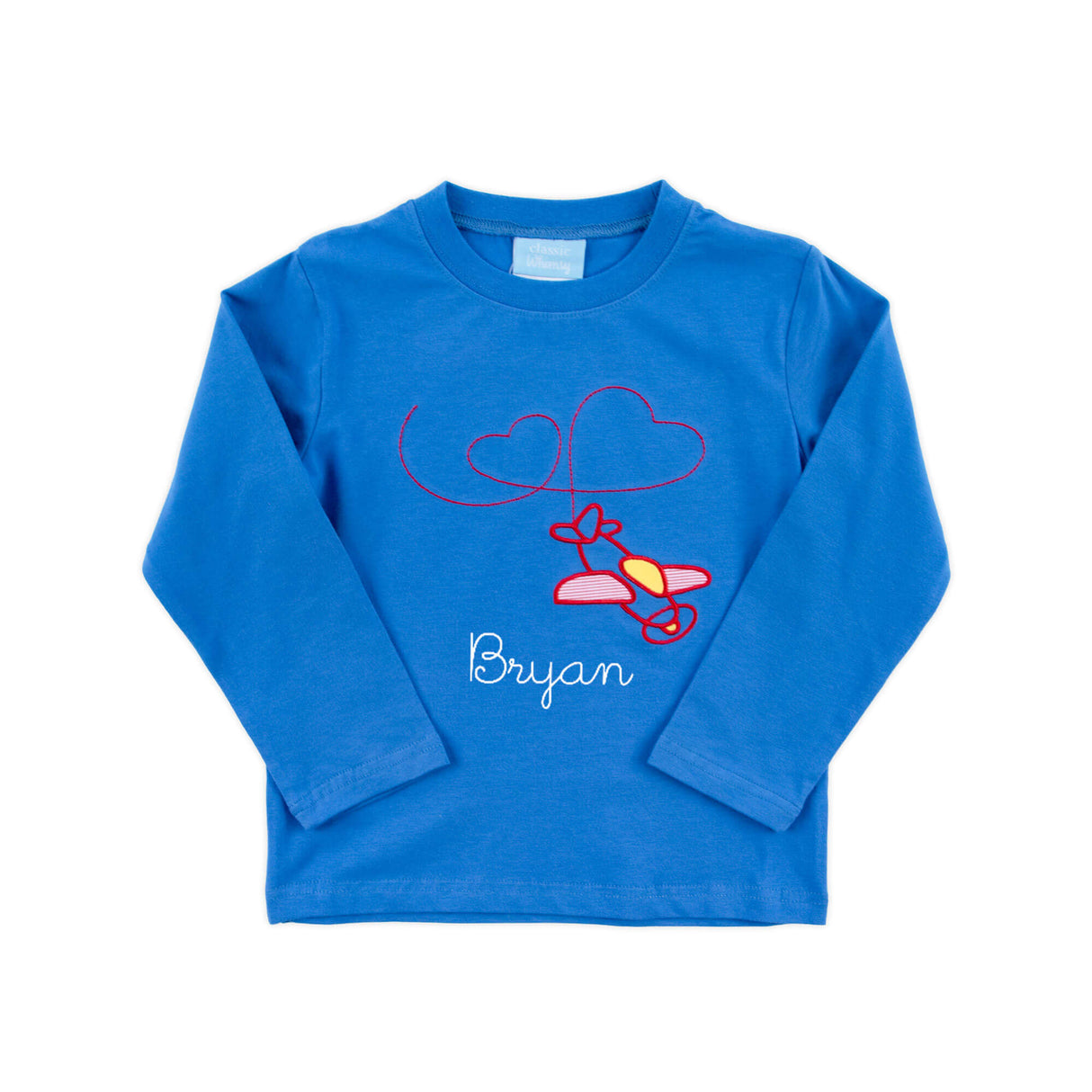 Airplane Heart Blue Long Sleeve Shirt
