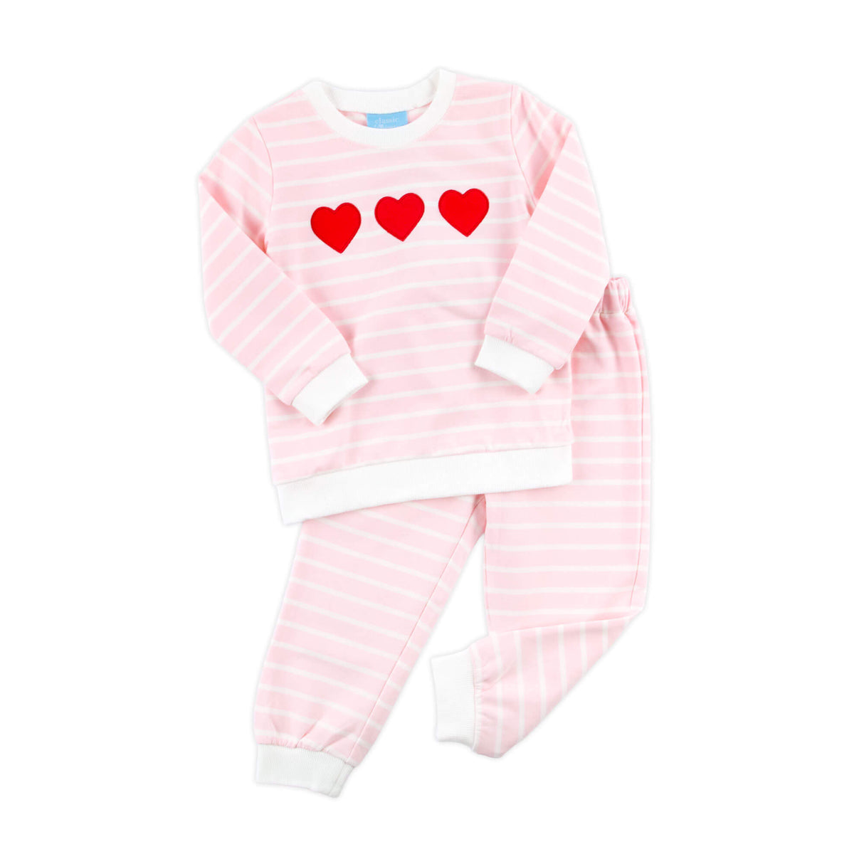 Heart Trio Pink Stripe Jogger Set