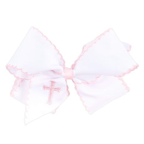 Cross Embroidered Moonstitch Hair Bow