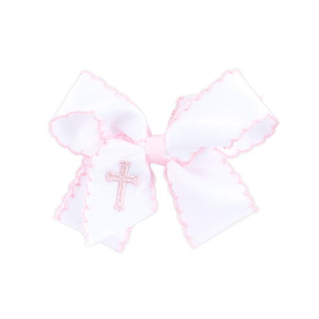 Cross Embroidered Moonstitch Hair Bow