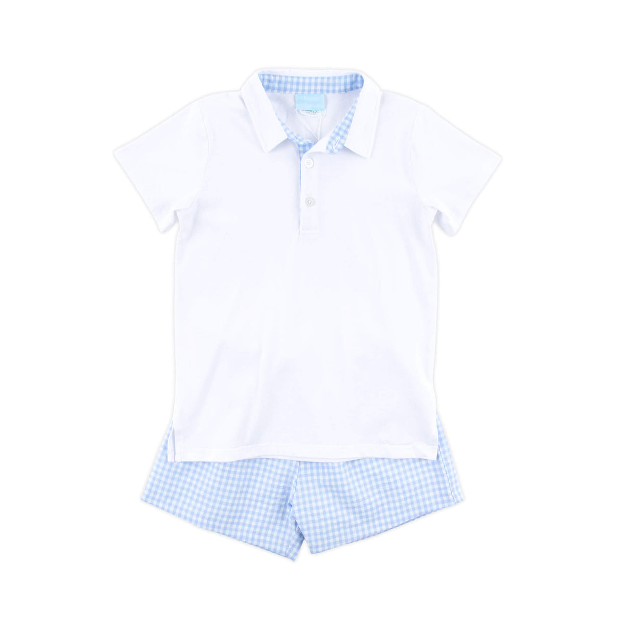 French Blue Gingham Polo Short Set