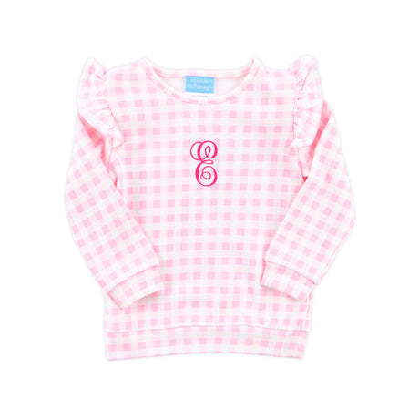 Pink Gingham Ruffle Sweatshirt