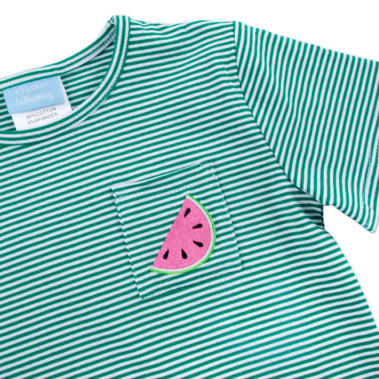 Sweet Watermelon Green Stripe Short Sleeve Pocket Shirt
