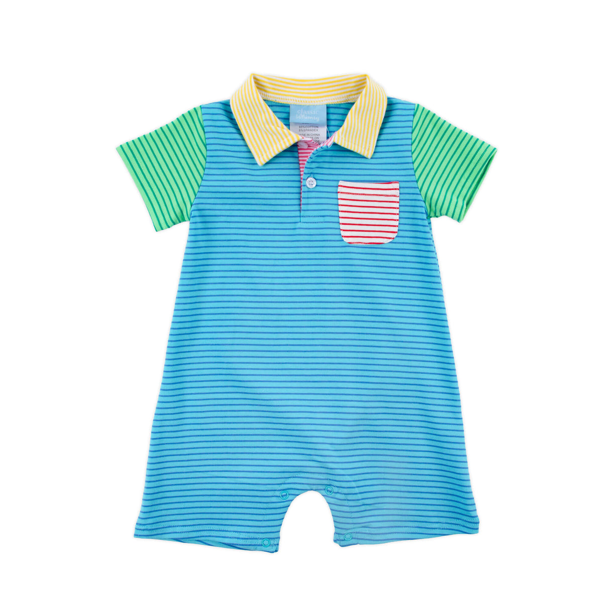 Colorblock Stripe Polo Romper