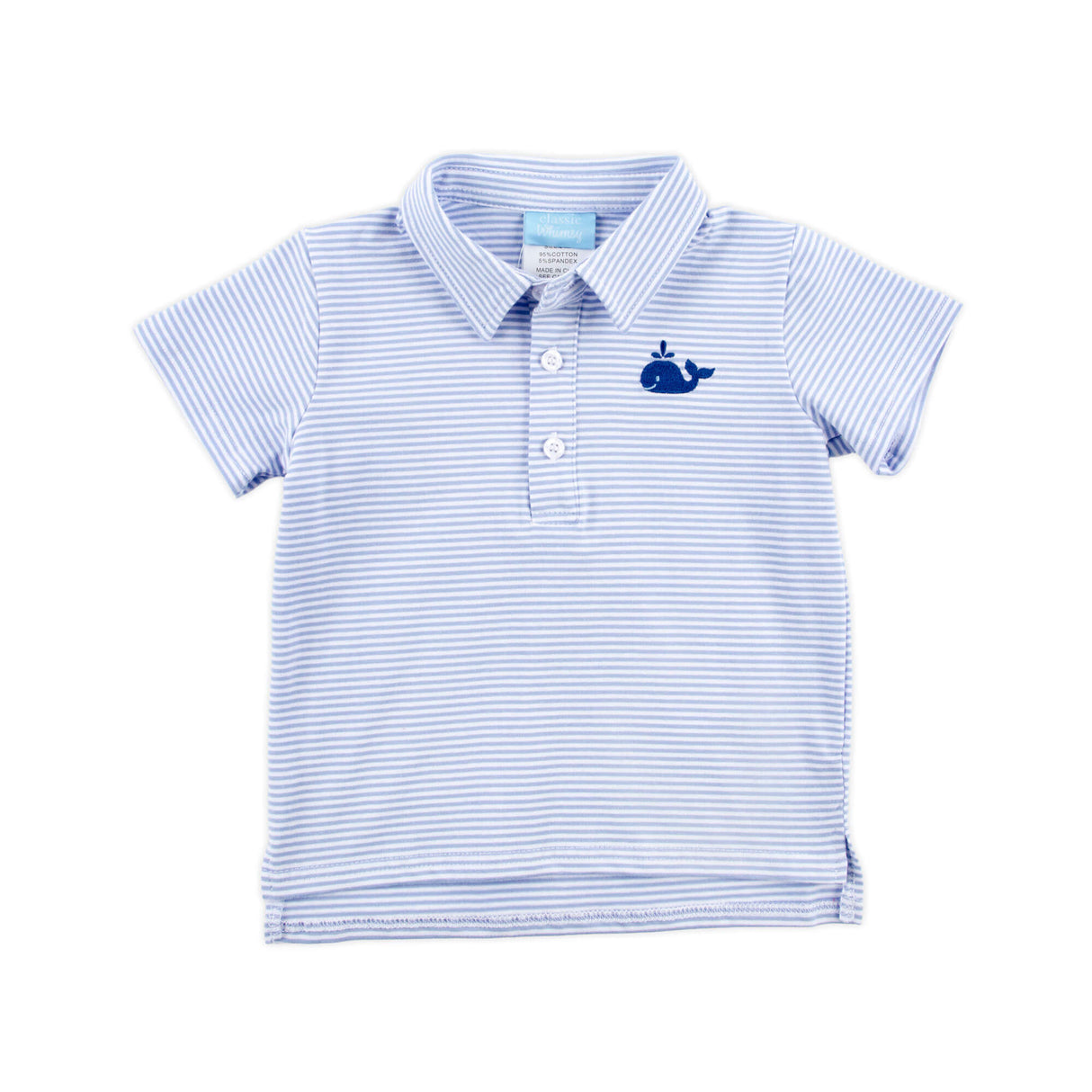 Ocean Whale Light Blue Stripe Polo