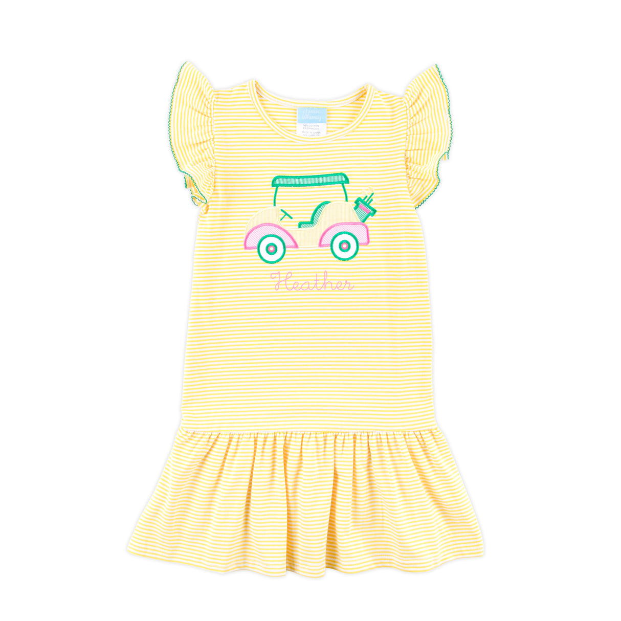 Golf Cart Yellow Stripe Lainey Dress