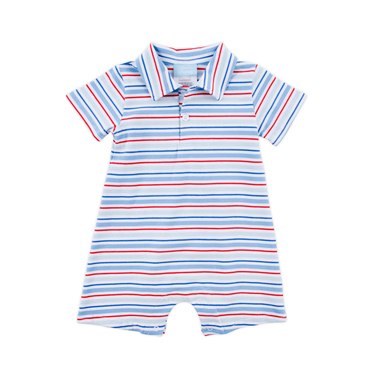 Patriotic Play Red & Blue Stripe Polo Romper