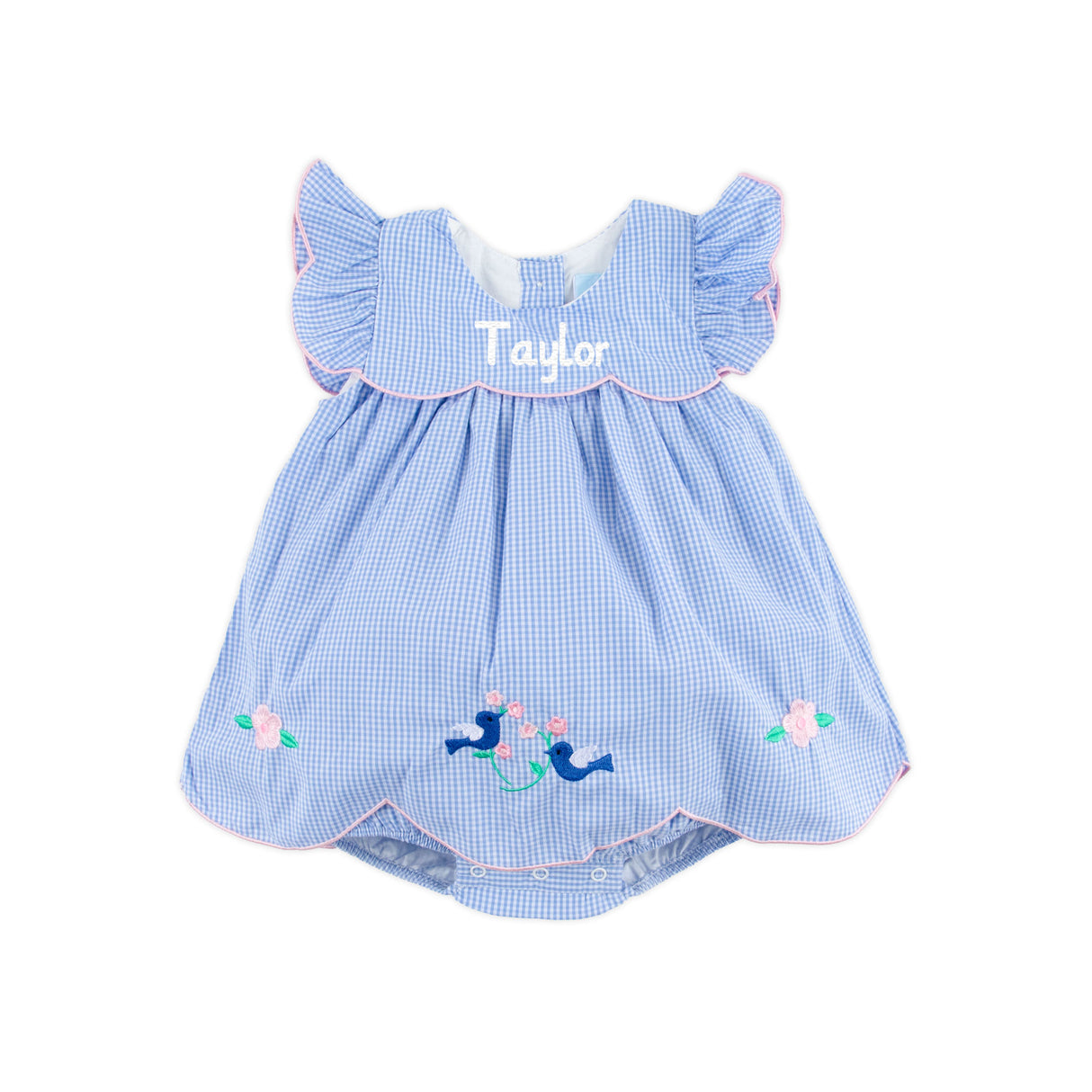 Sweet Bird Embroidered Light Blue Gingham Amelia Skirt Bubble