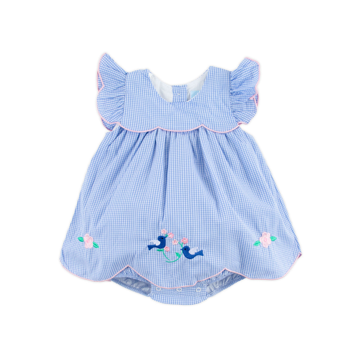 Sweet Bird Embroidered Light Blue Gingham Amelia Skirt Bubble