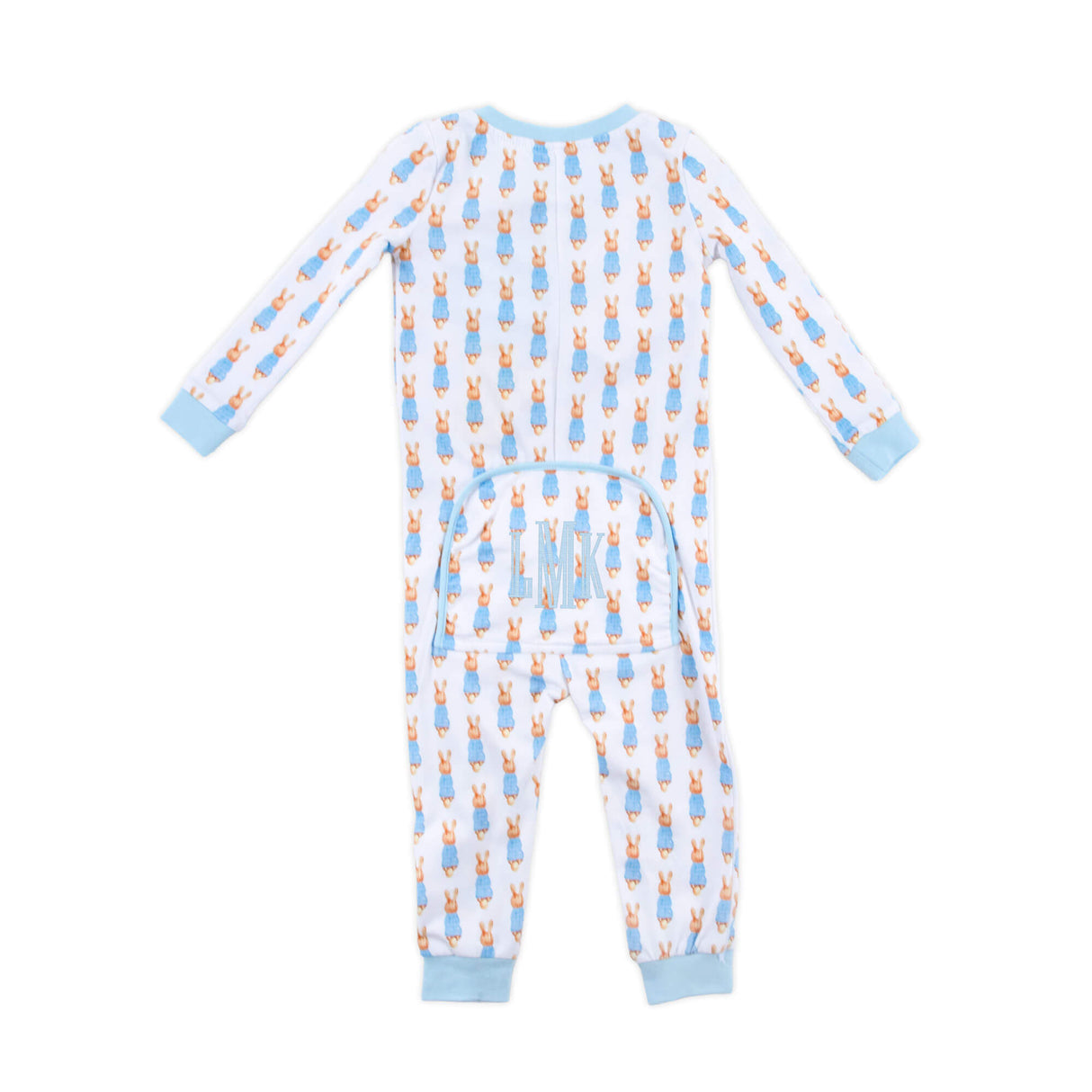 Gingham Storybook Bunnies Blue Zip Sleeper