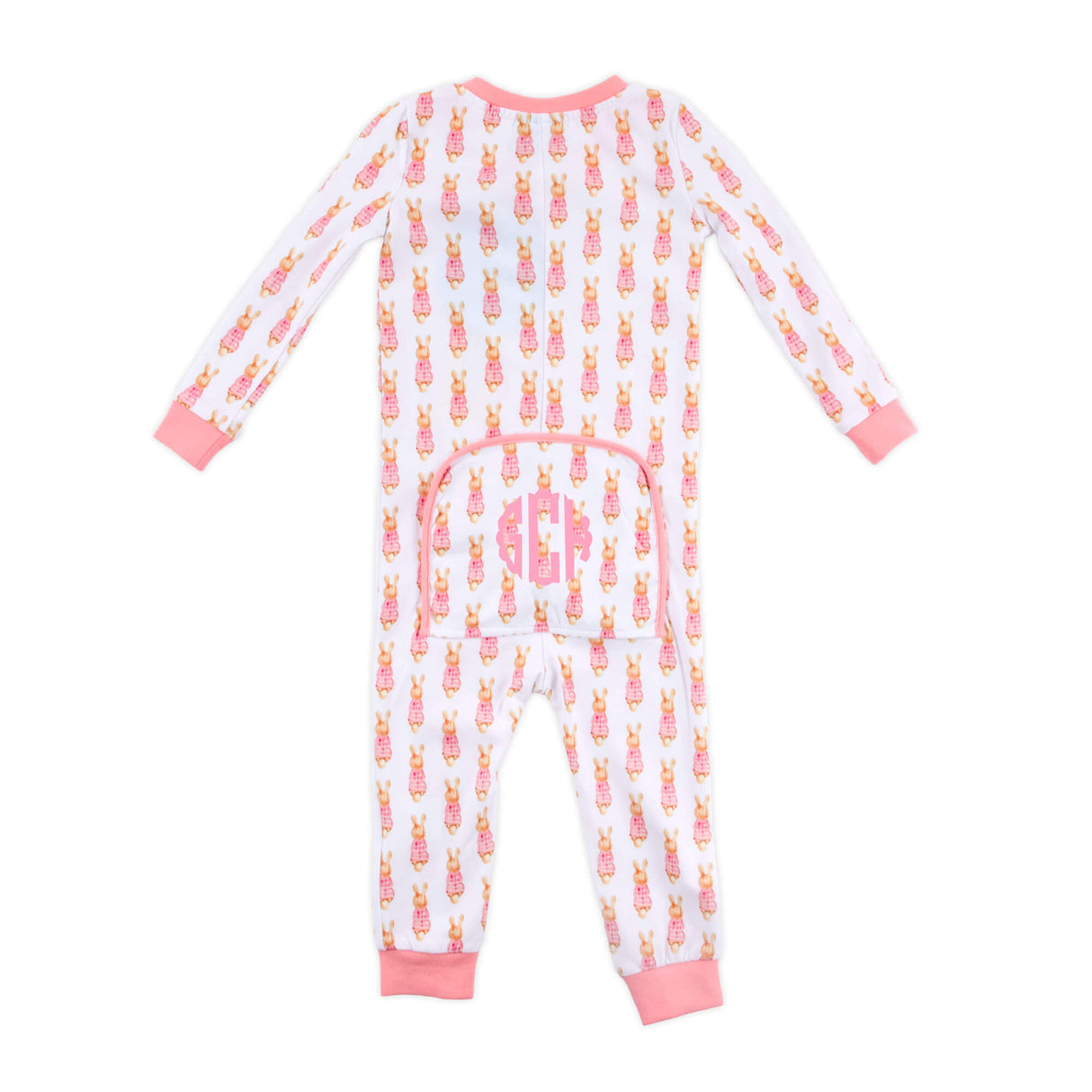 Gingham Storybook Bunnies Pink Zip Sleeper