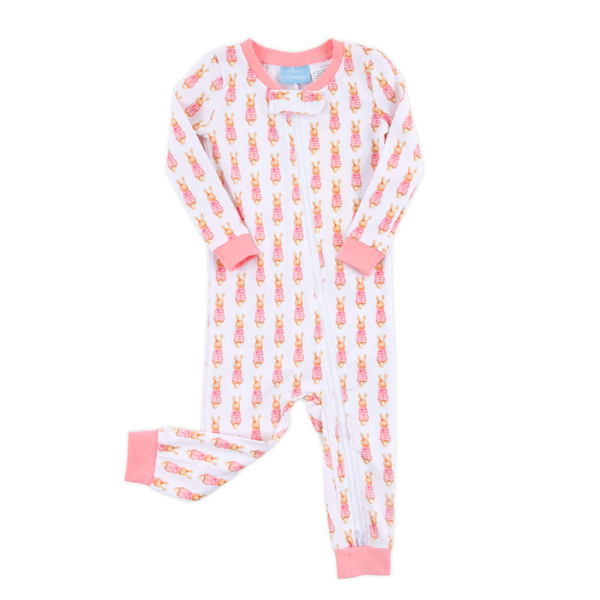 Gingham Storybook Bunnies Pink Zip Sleeper