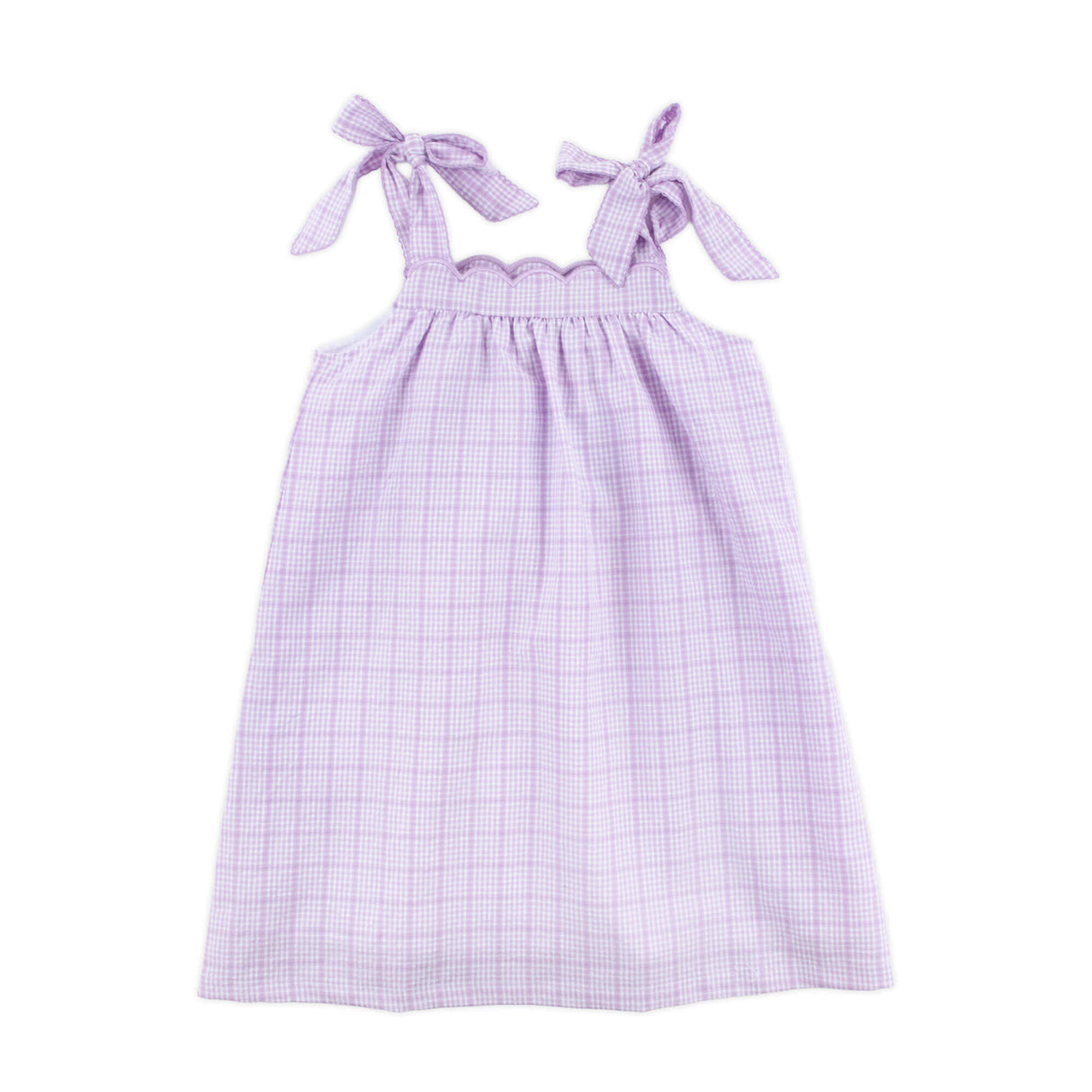 Purple Plaid Seersucker Tie Strap Dress