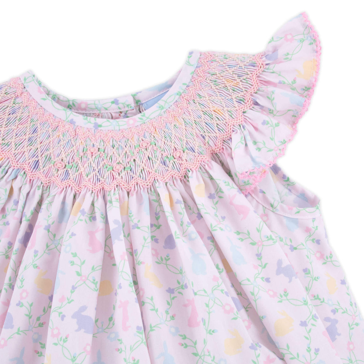 Easter Vine Smocked Pink Angel Sleeve Bubble