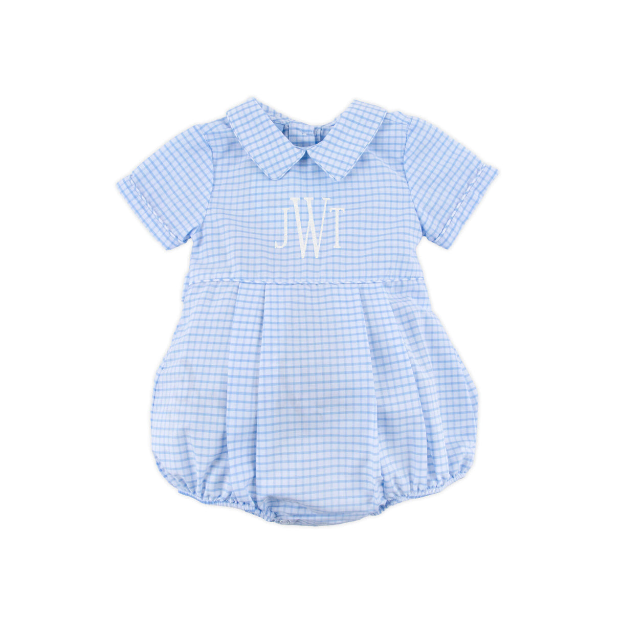 Light Blue Windowpane Collared Bubble