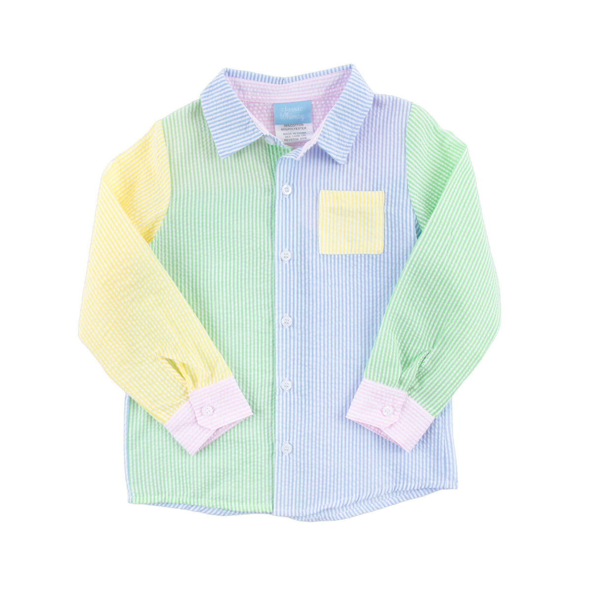 Multi Stripe Seersucker Button Down Shirt