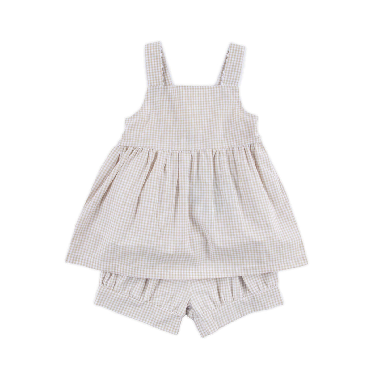 Khaki Gingham Mia Short Set