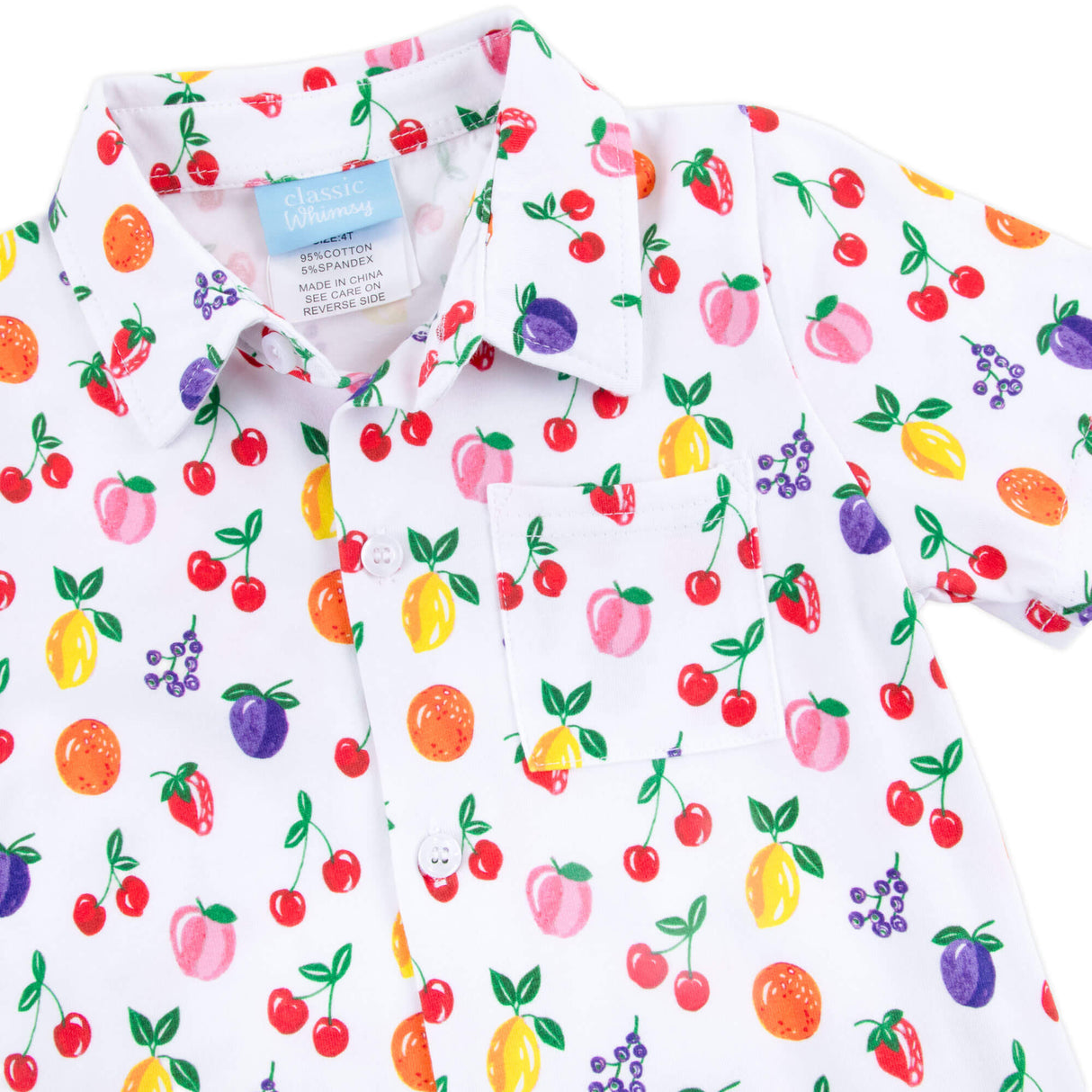Fruity Print Short Sleeve Button Down