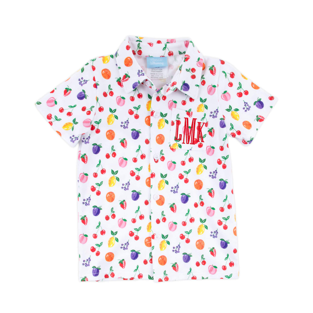 Fruity Print Short Sleeve Button Down