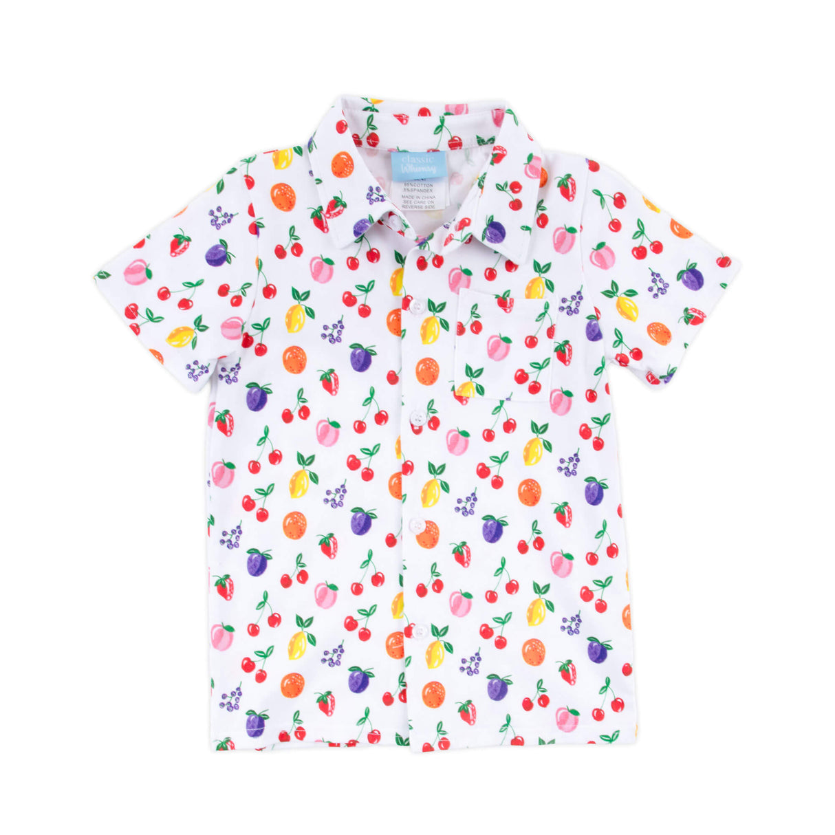 Fruity Print Short Sleeve Button Down
