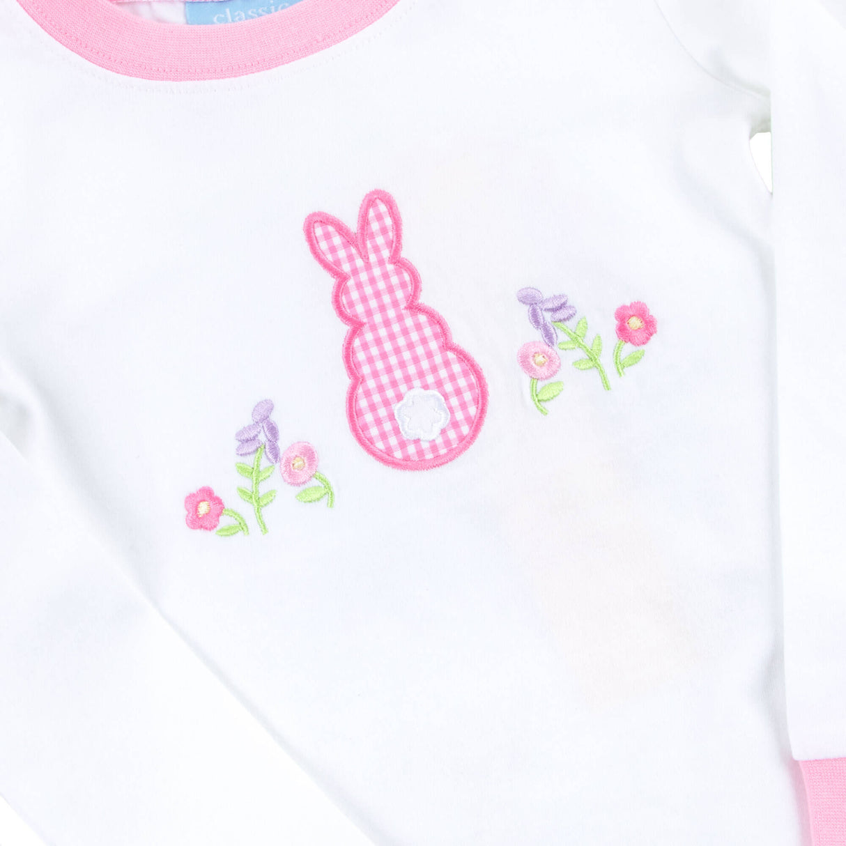 Easter Bunny Pink Trim Green Stripe Pajamas