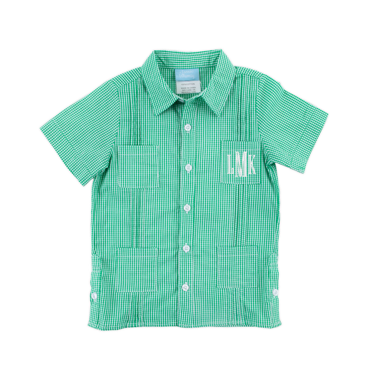 Green Gingham Guayabera Shirt