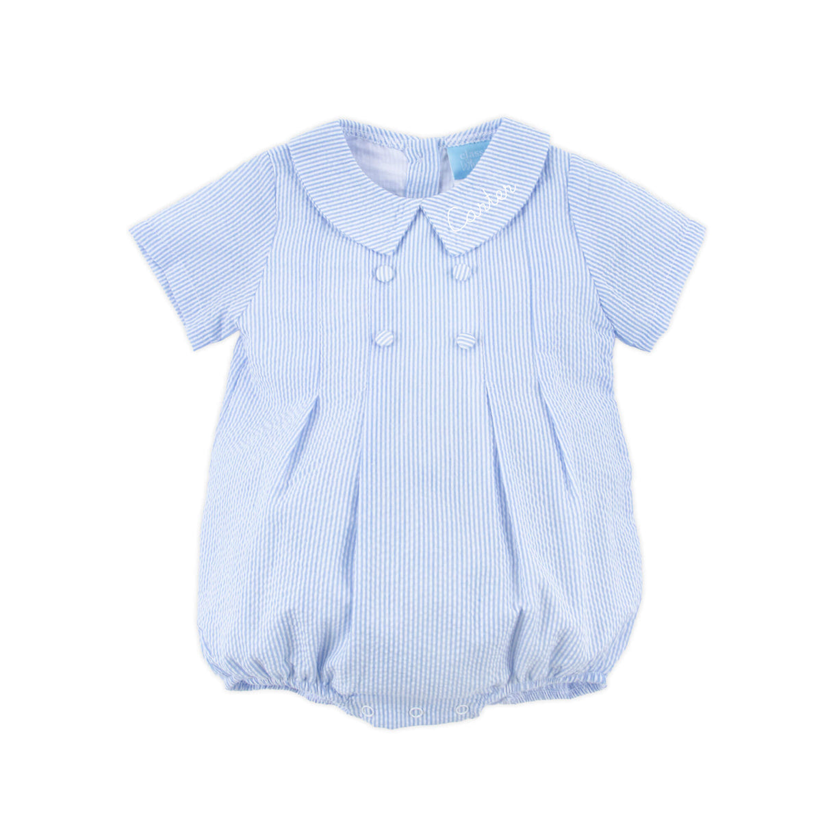 Light Blue Stripe Collared Button Bubble