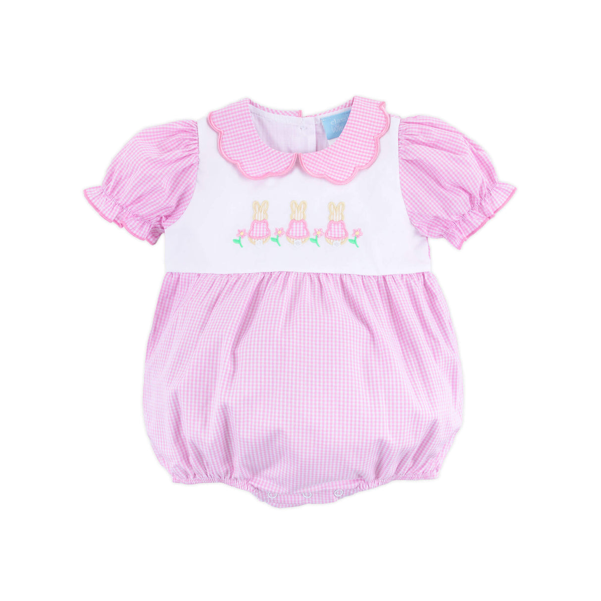 Storybook Bunny Trio Pink Gingham Bubble